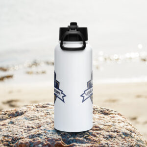 Stainless steel water bottle with a straw lid